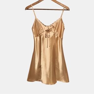 LA SENZA Satin Slip Dress Gold Coquette Lingerie Babydoll Fairycore Summer Dress